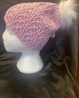 Pink with white pom